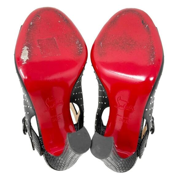 Christian Louboutin Loopinga 100 Studded Black Leather Sandals Size 36.5 - Picture 8 of 10